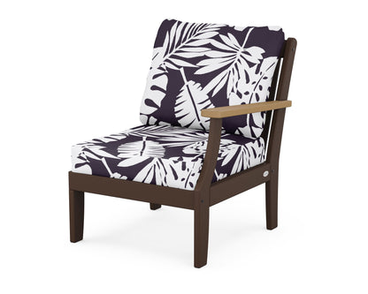 POLYWOOD® Braxton Modular Right Arm Chair in Mahogany / Natural / Leaf Navy