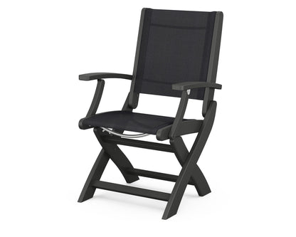 POLYWOOD® Coastal Folding Chair in Black / Black Sling