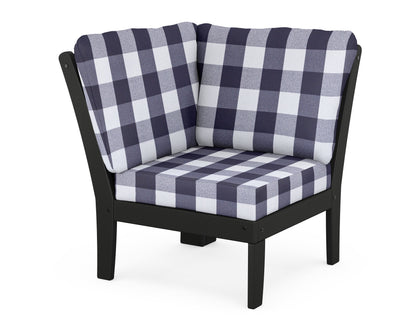 POLYWOOD® Braxton Modular Corner Chair in Black / Buffalo Plaid Navy
