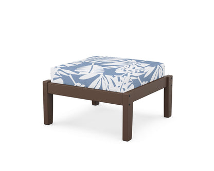 Unbranded Deep Seating Ottoman in Mahogany / Leaf Sky Blue