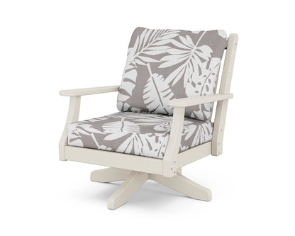 Country Living Wovendale Deep Seating Swivel Chair in Sand / Leaf Grey Mist