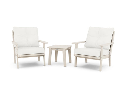 POLYWOOD® Lakeside 3-Piece Deep Seating Chair Set in Sand / Natural Linen