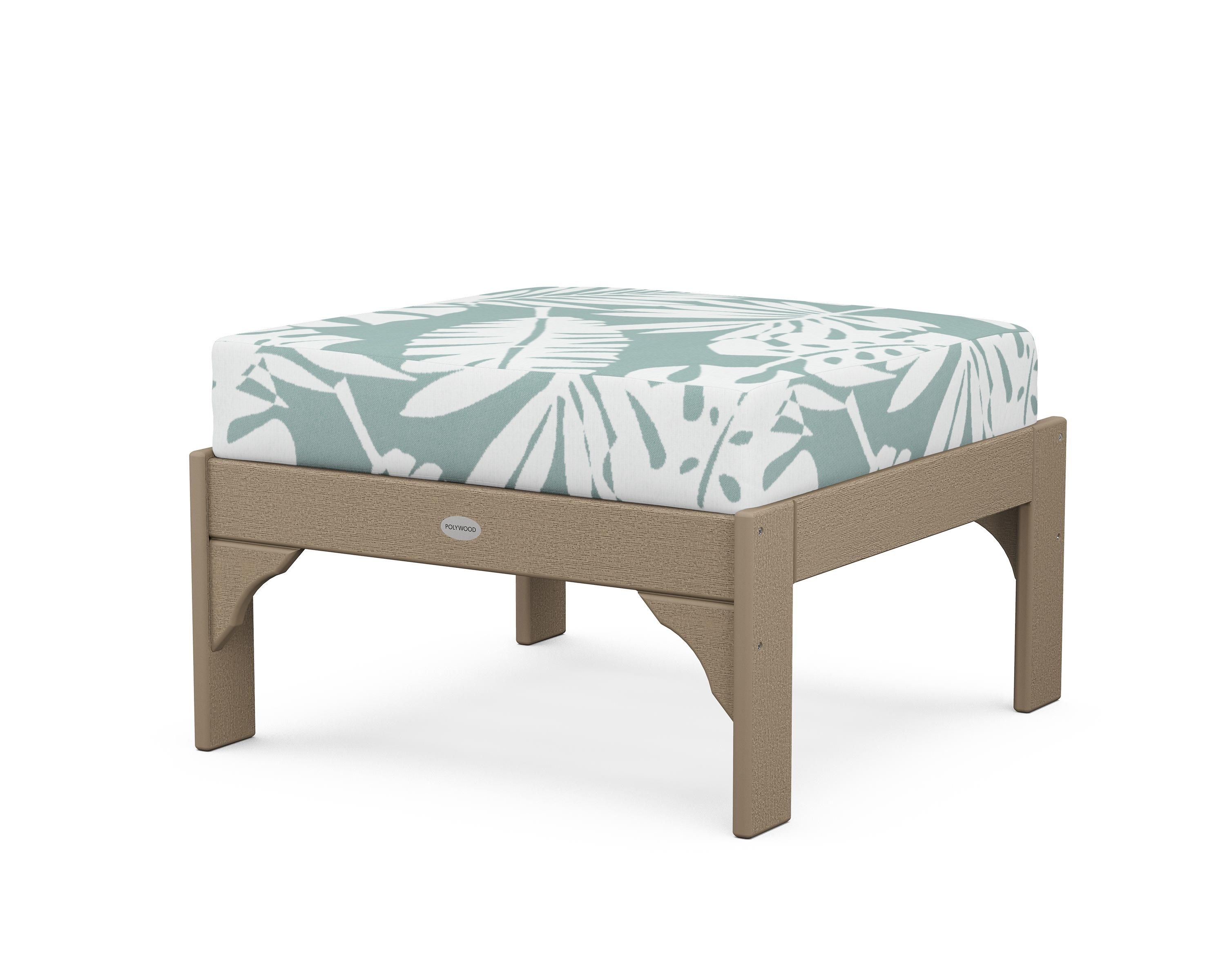 POLYWOOD¬Æ Vineyard Deep Seating Ottoman in Vintage Sahara / Leaf Glacier Spa