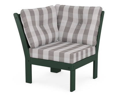 POLYWOOD® Vineyard Modular Corner Chair in Green / Buffalo Plaid Grey Mist