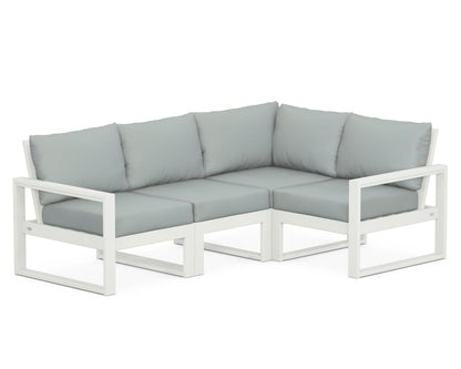 POLYWOOD® EDGE 4-Piece Modular Deep Seating Set in Vintage White / Spa