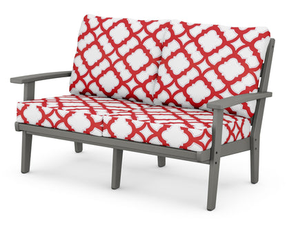 POLYWOOD® Grant Park Deep Seating Loveseat in Slate Grey / Trellis Crimson