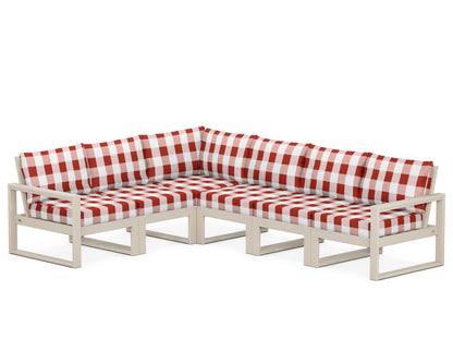 POLYWOOD® EDGE 6-Piece Modular Deep Seating Set in Sand / Buffalo Plaid Crimson