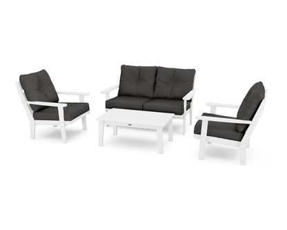 POLYWOOD® Lakeside 4-Piece Deep Seating Set in White / Spectrum Carbon
