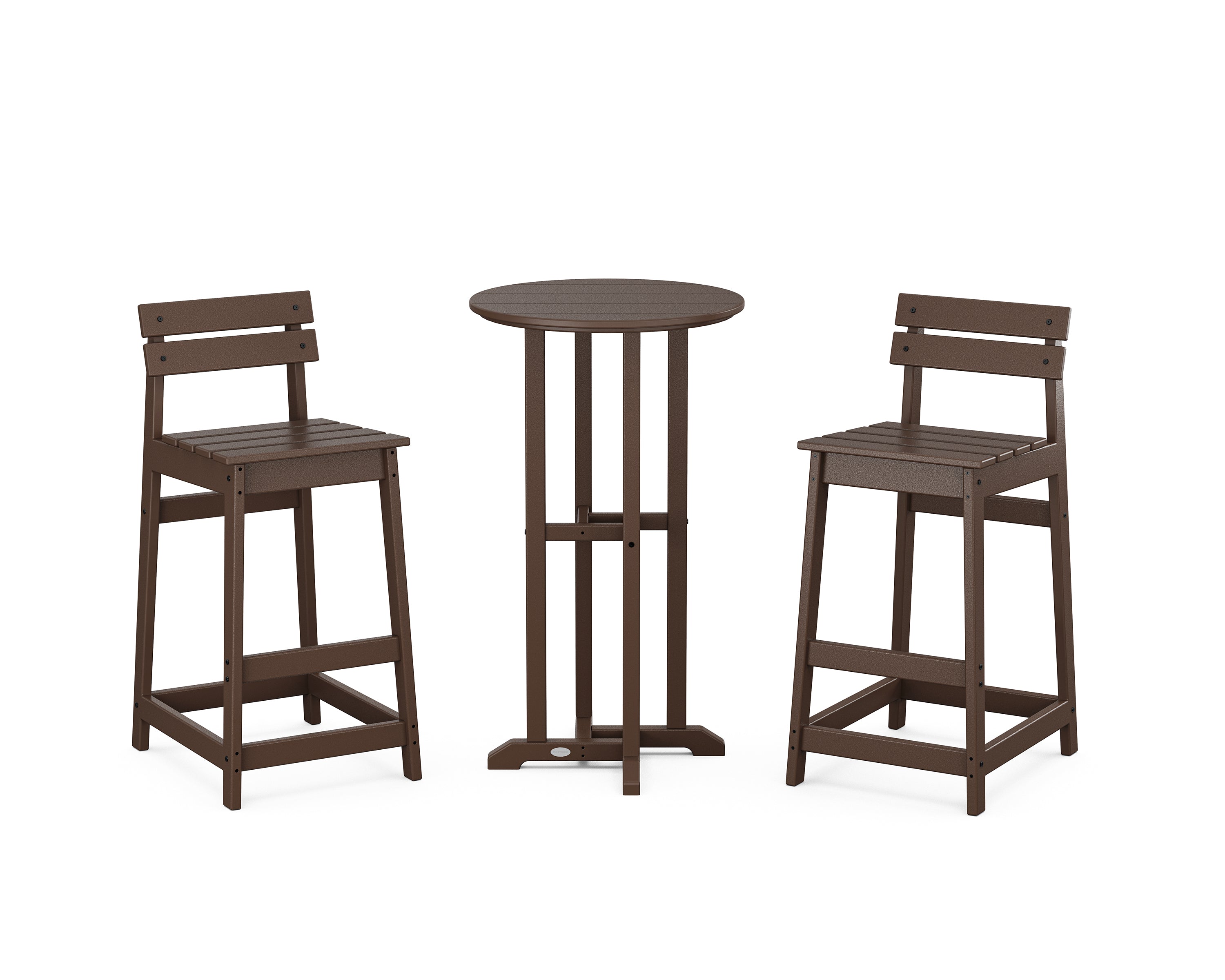 POLYWOOD® Modern Studio Plaza Lowback Bar Chair 3-Piece Bistro Set in Mahogany