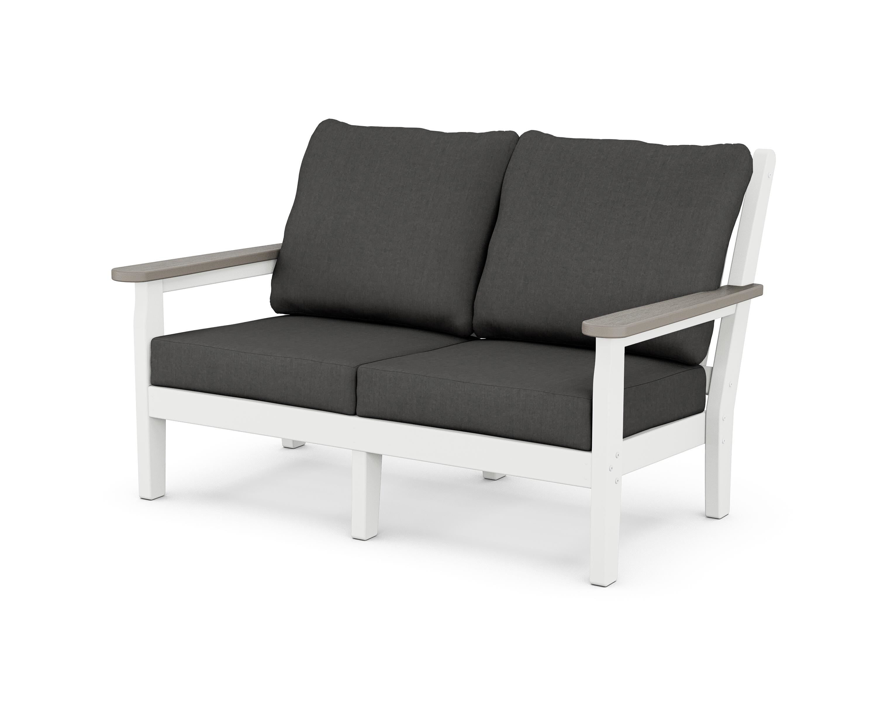 POLYWOOD® Chippendale Deep Seating Loveseat in White / Driftwood / Spectrum Carbon