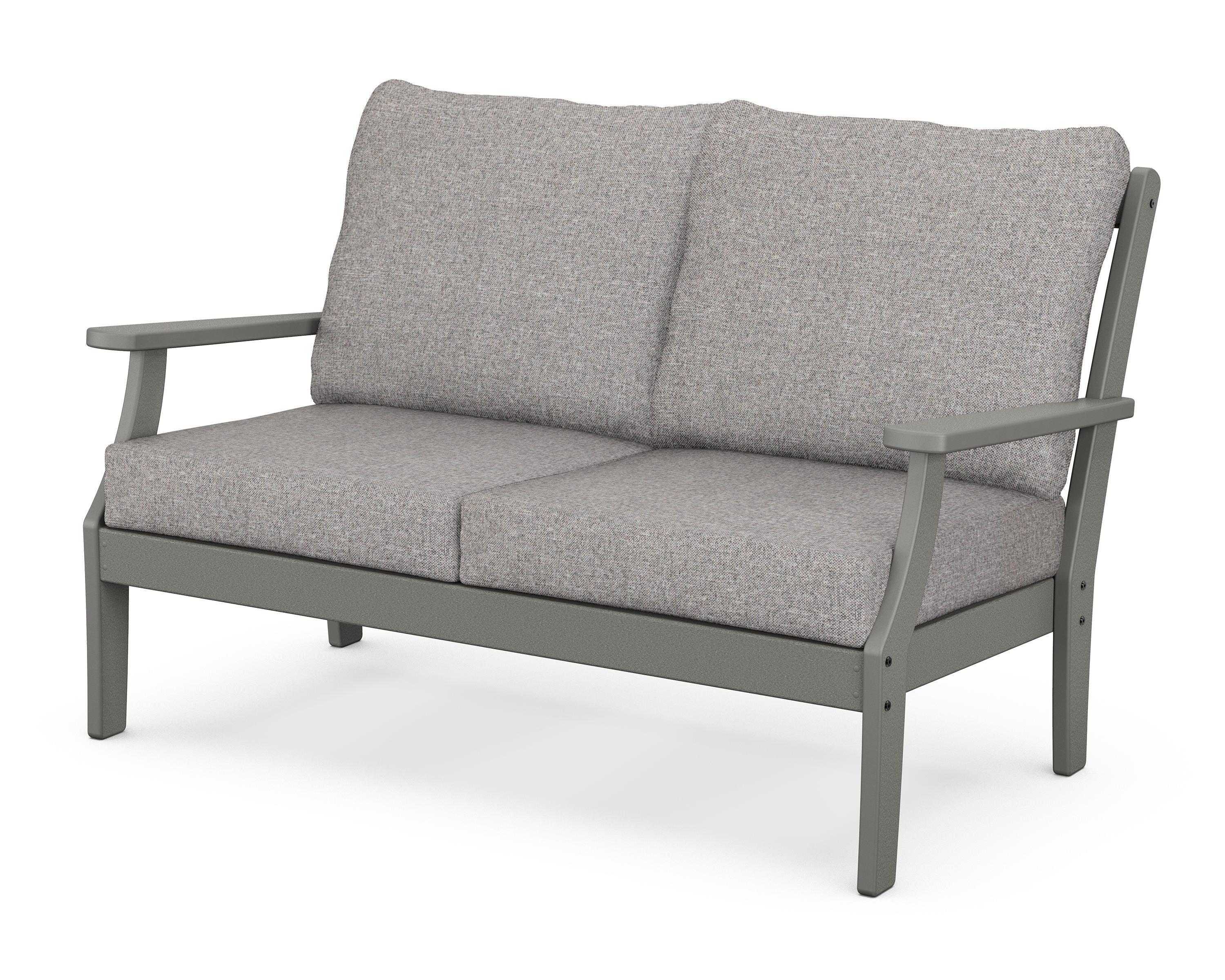 POLYWOOD® Braxton Deep Seating Loveseat in Slate Grey / Grey Mist