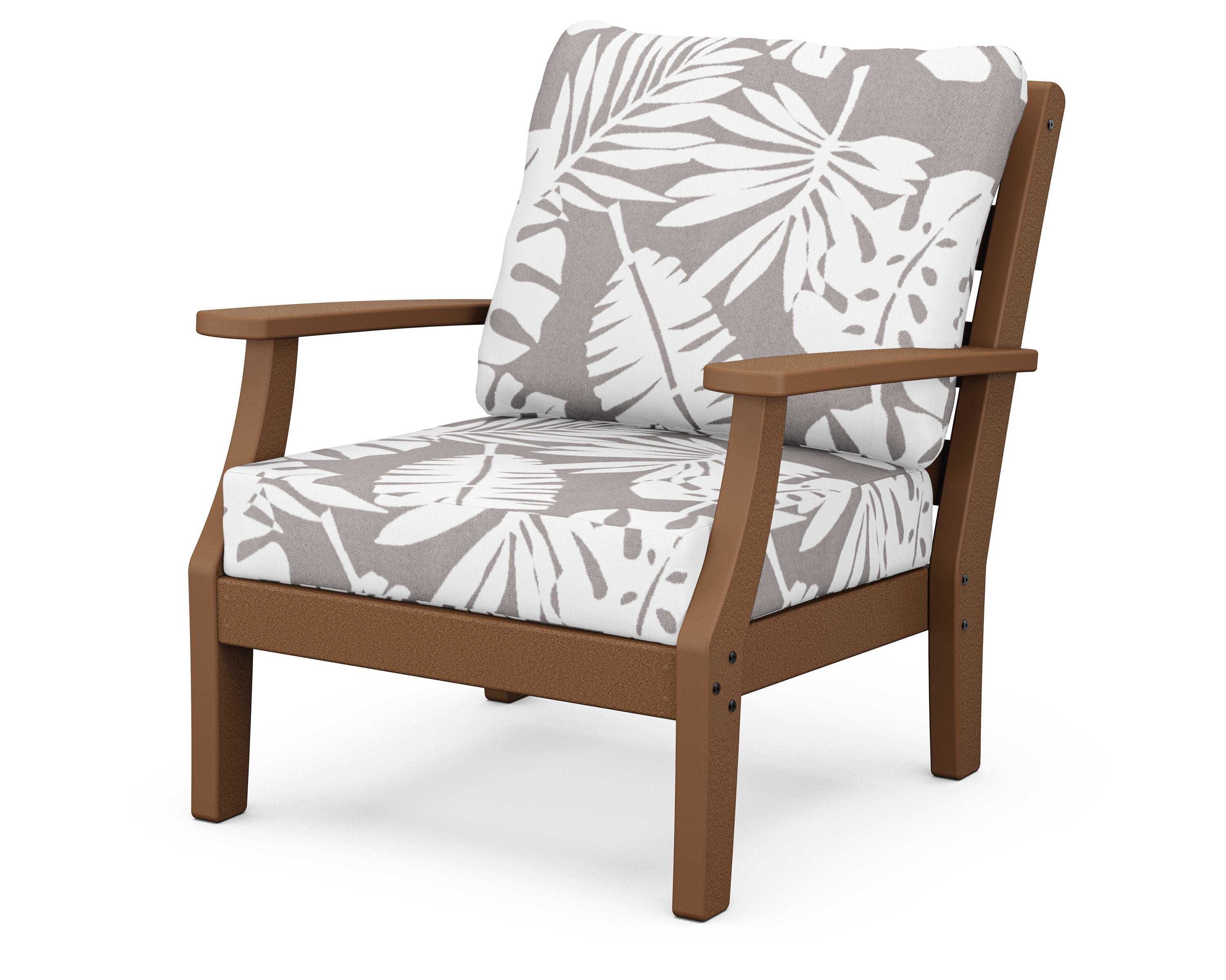 POLYWOOD® Chesapeake Deep Seating Chair in Teak / Leaf Grey Mist
