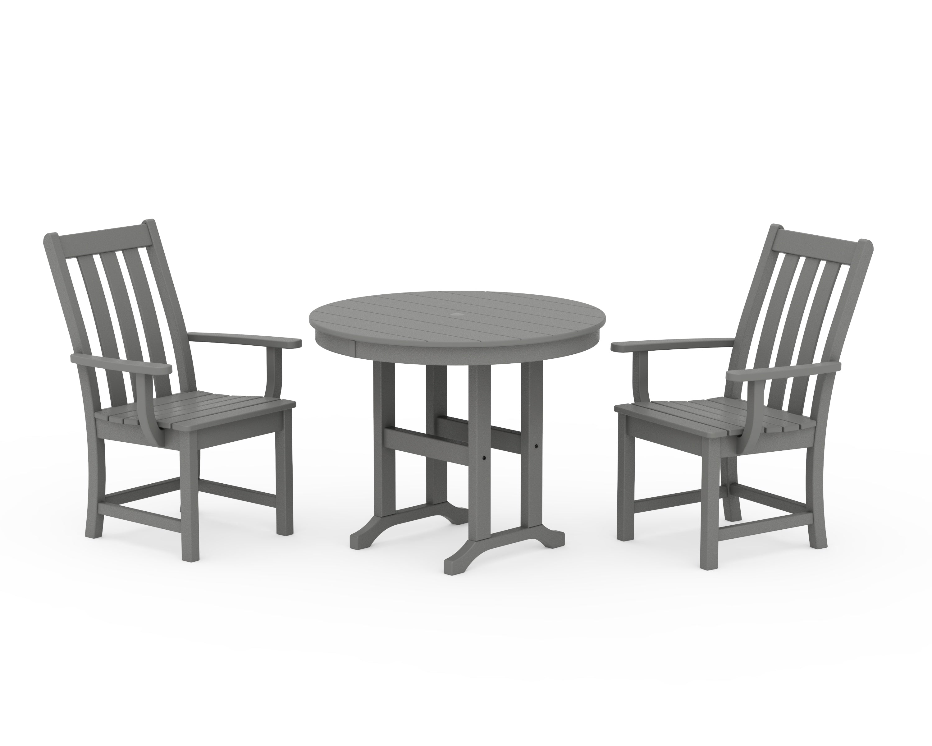 POLYWOOD® Vineyard 3-Piece Round Dining Set in Slate Grey