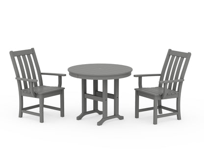 POLYWOOD® Vineyard 3-Piece Round Dining Set in Slate Grey
