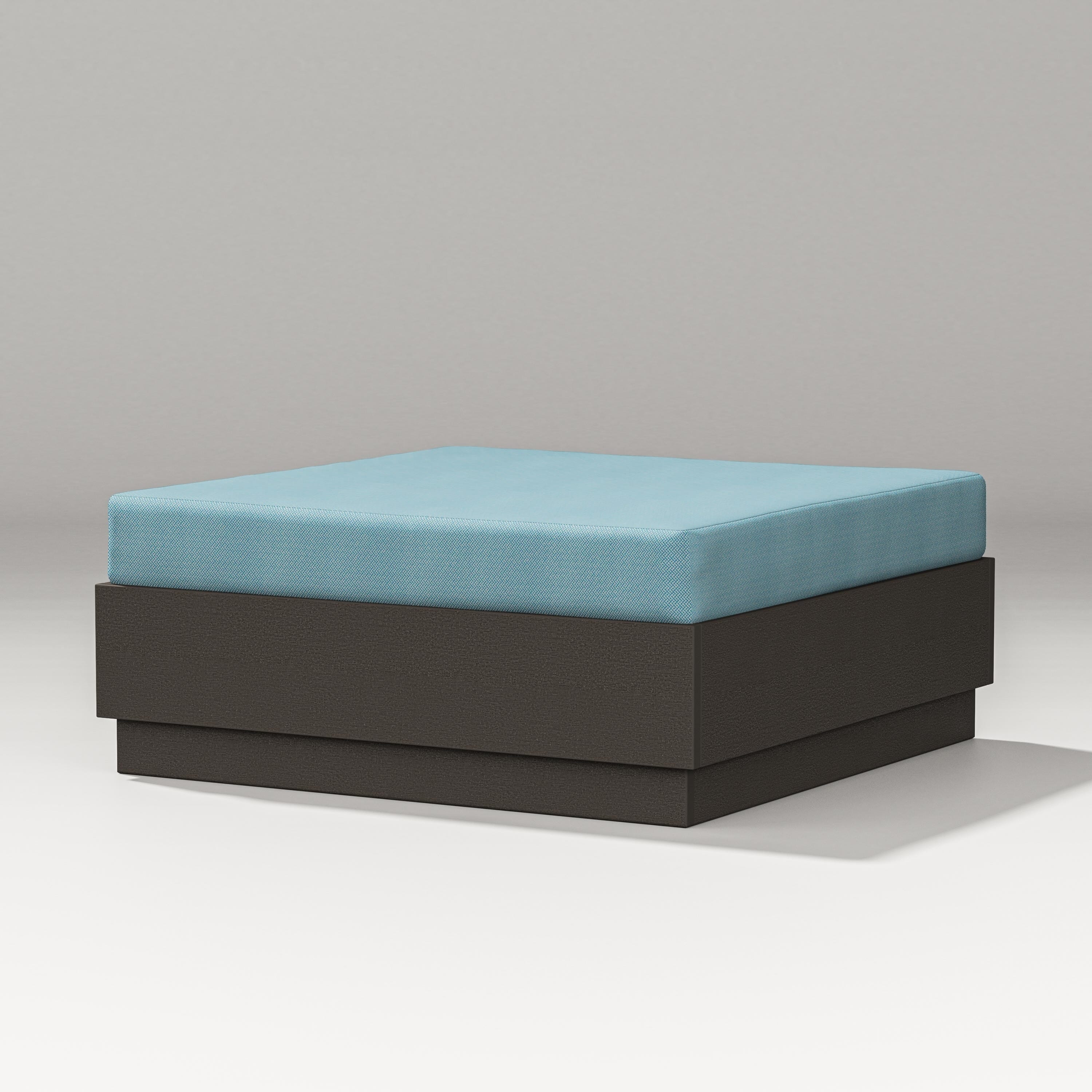 PW Designer Series Elevate Lounge Ottoman in Vintage Coffee / Lattice Sky Blue