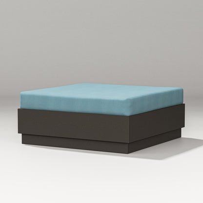 PW Designer Series Elevate Lounge Ottoman in Vintage Coffee / Lattice Sky Blue