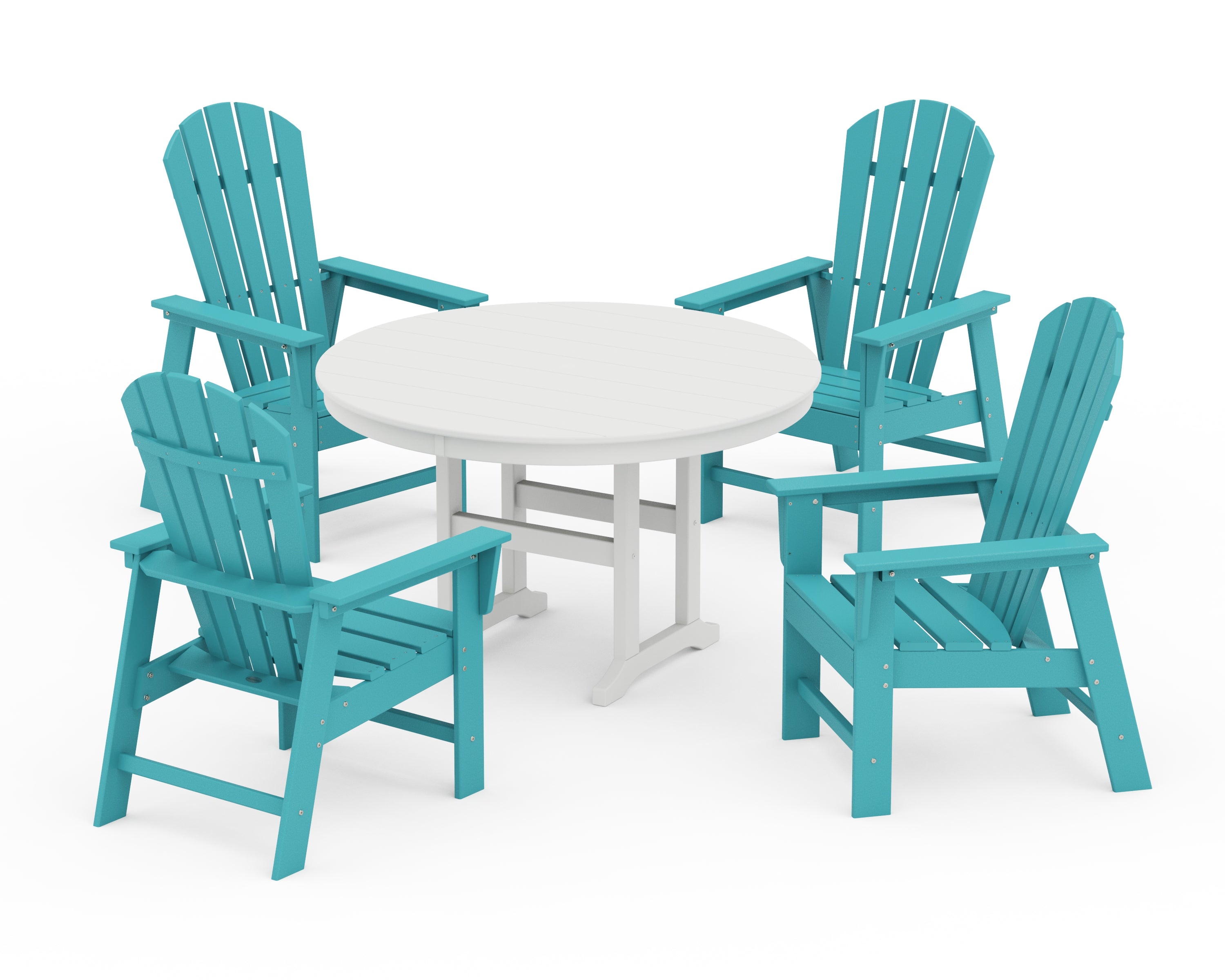 POLYWOOD® South Beach 5-Piece Round Farmhouse Dining Set in Aruba / White
