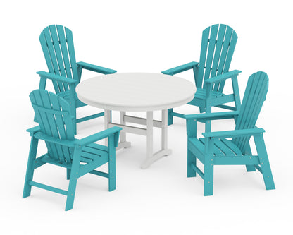 POLYWOOD® South Beach 5-Piece Round Farmhouse Dining Set in Aruba / White