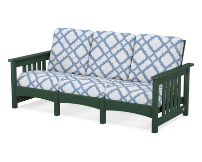 POLYWOOD® Club Mission Sofa in Green / Trellis Sky Blue