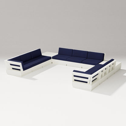 PW Designer Series Elevate 11-Piece U-Shaped Sofa Sectional in Vintage White / Navy