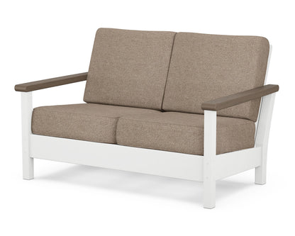 POLYWOOD® Harbour Deep Seating Loveseat in White / Kona / Spiced Burlap