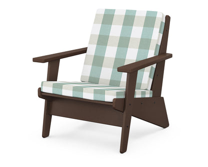 POLYWOOD® Riviera Modern Lounge Chair in Mahogany / Buffalo Plaid Glacier Spa