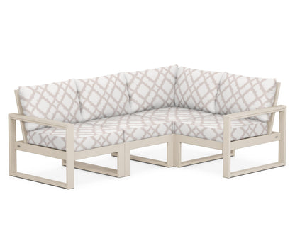 POLYWOOD® EDGE 4-Piece Modular Deep Seating Set in Sand / Trellis Dune Burlap