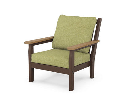 POLYWOOD® Chippendale Deep Seating Chair in Mahogany / Natural / Chartreuse Boucle