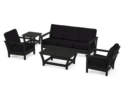 POLYWOOD® Harbour 5-Piece Deep Seating Set in Black / Midnight Linen