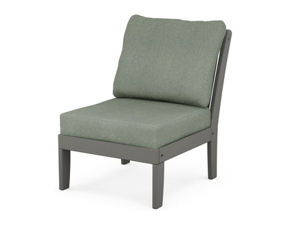 POLYWOOD® Braxton Modular Armless Chair in Slate Grey / Cast Sage
