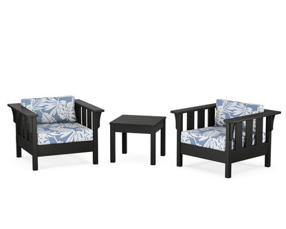 Martha Stewart by POLYWOOD® Acadia 3-Piece Deep Seating Set in Black / Leaf Sky Blue