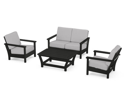 POLYWOOD® Harbour 4-Piece Deep Seating Set in Black / Granite