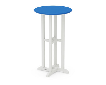 POLYWOOD® Contempo 24" Round Bar Table in White / Pacific Blue