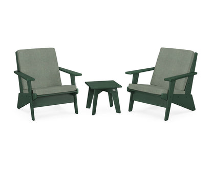POLYWOOD® Riviera Modern Lounge 3-Piece Set in Green / Cast Sage