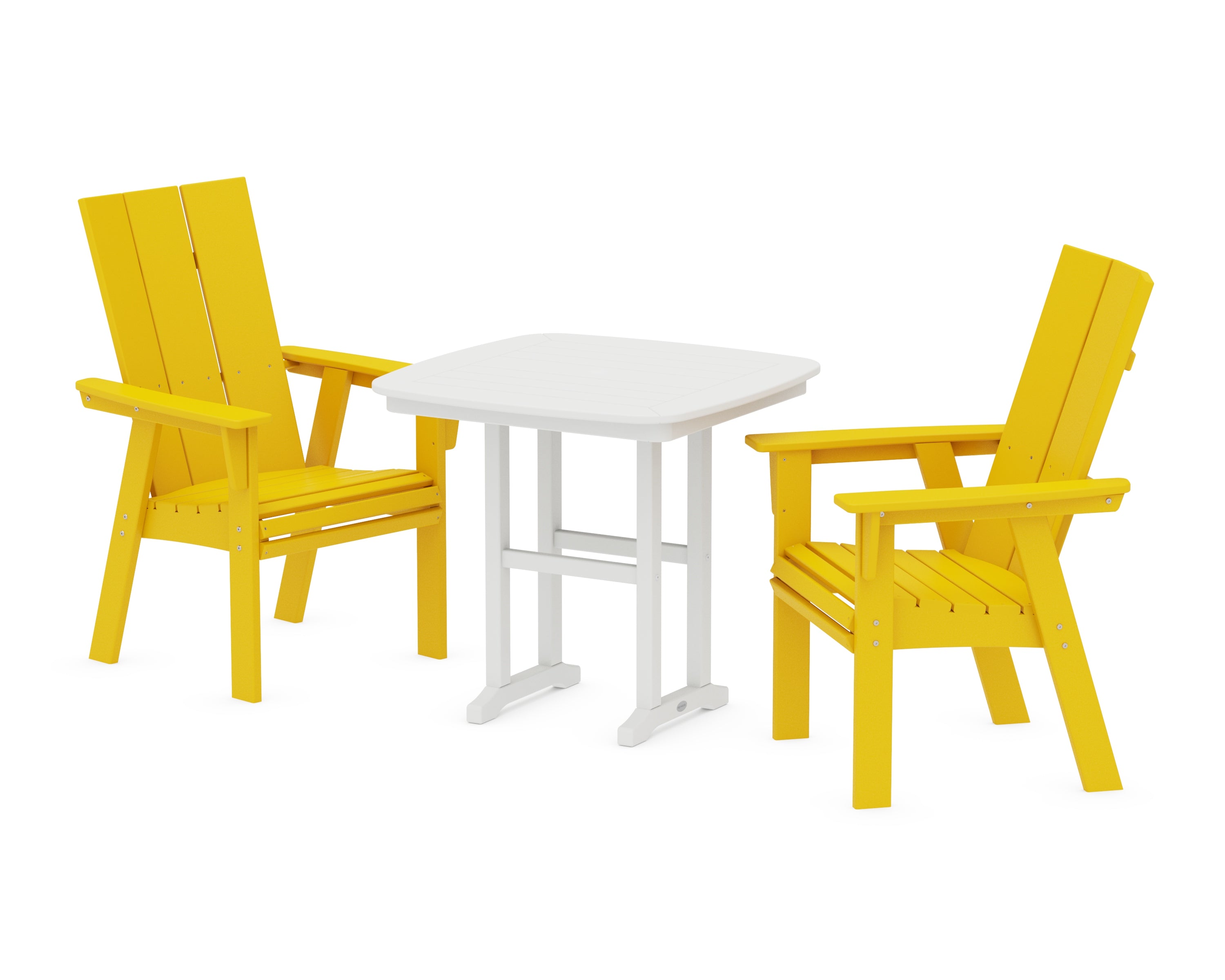 POLYWOOD® Modern Adirondack 3-Piece Dining Set in Lemon / White