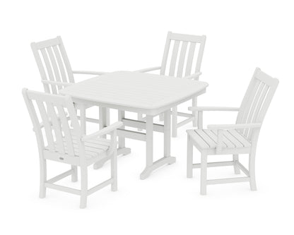 POLYWOOD® Vineyard 5-Piece Dining Set with Trestle Legs in White