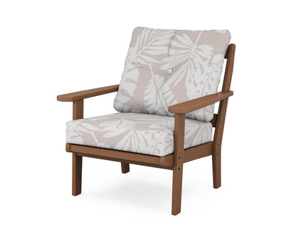 POLYWOOD® Mission Deep Seating Chair in Teak / Leaf Dune Burlap