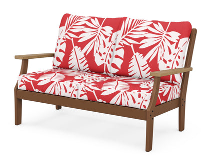 POLYWOOD® Braxton Deep Seating Loveseat in Teak / Natural / Leaf Crimson