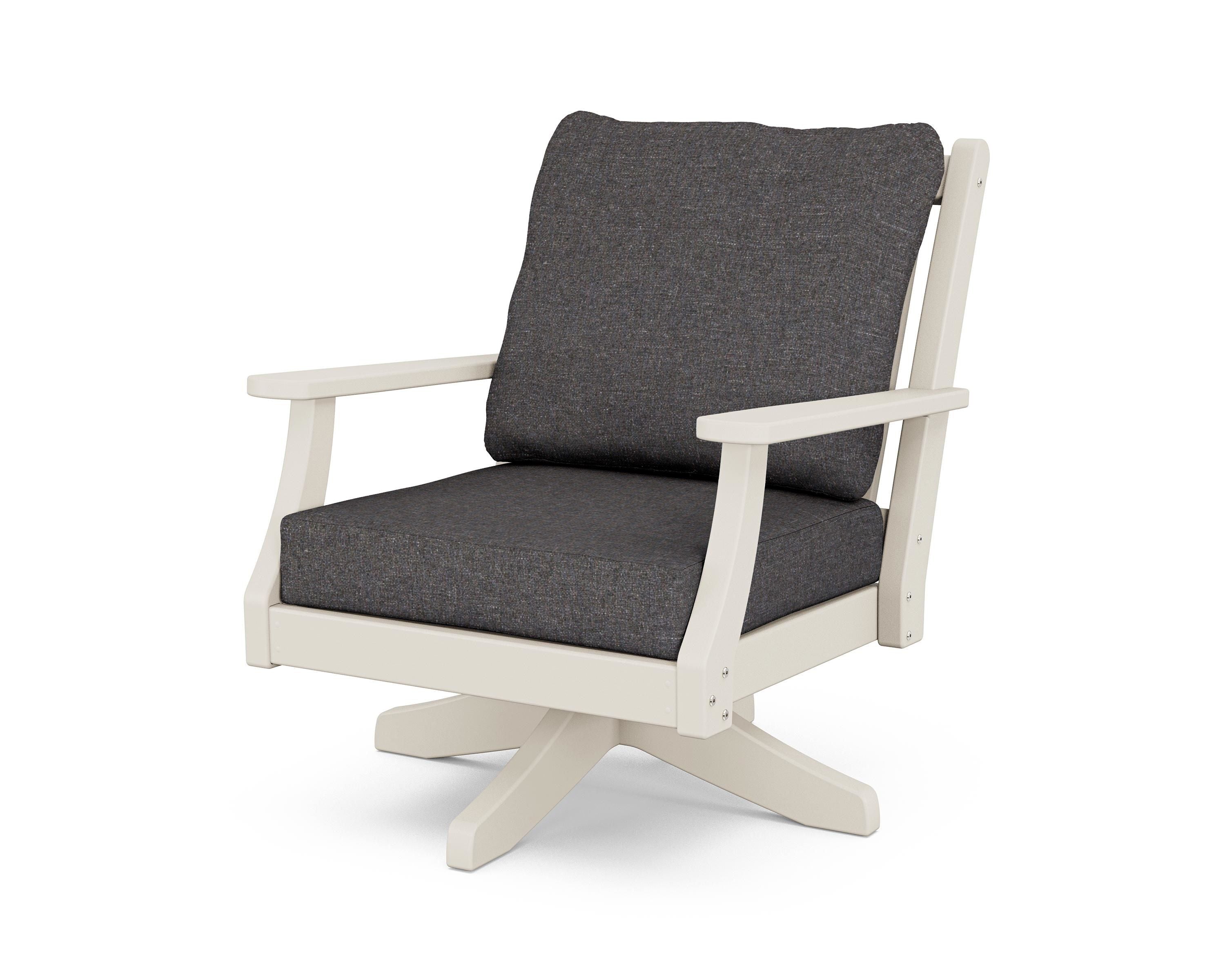 Country Living Wovendale Deep Seating Swivel Chair in Sand / Ash Charcoal