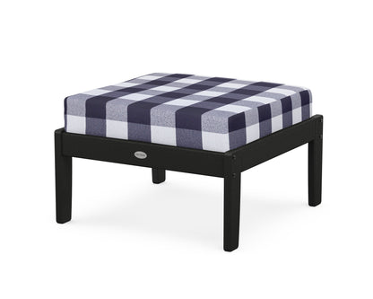 POLYWOOD® Braxton Deep Seating Ottoman in Black / Buffalo Plaid Navy