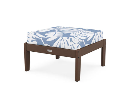 Country Living Cottage Deep Seating Ottoman in Mahogany / Leaf Sky Blue