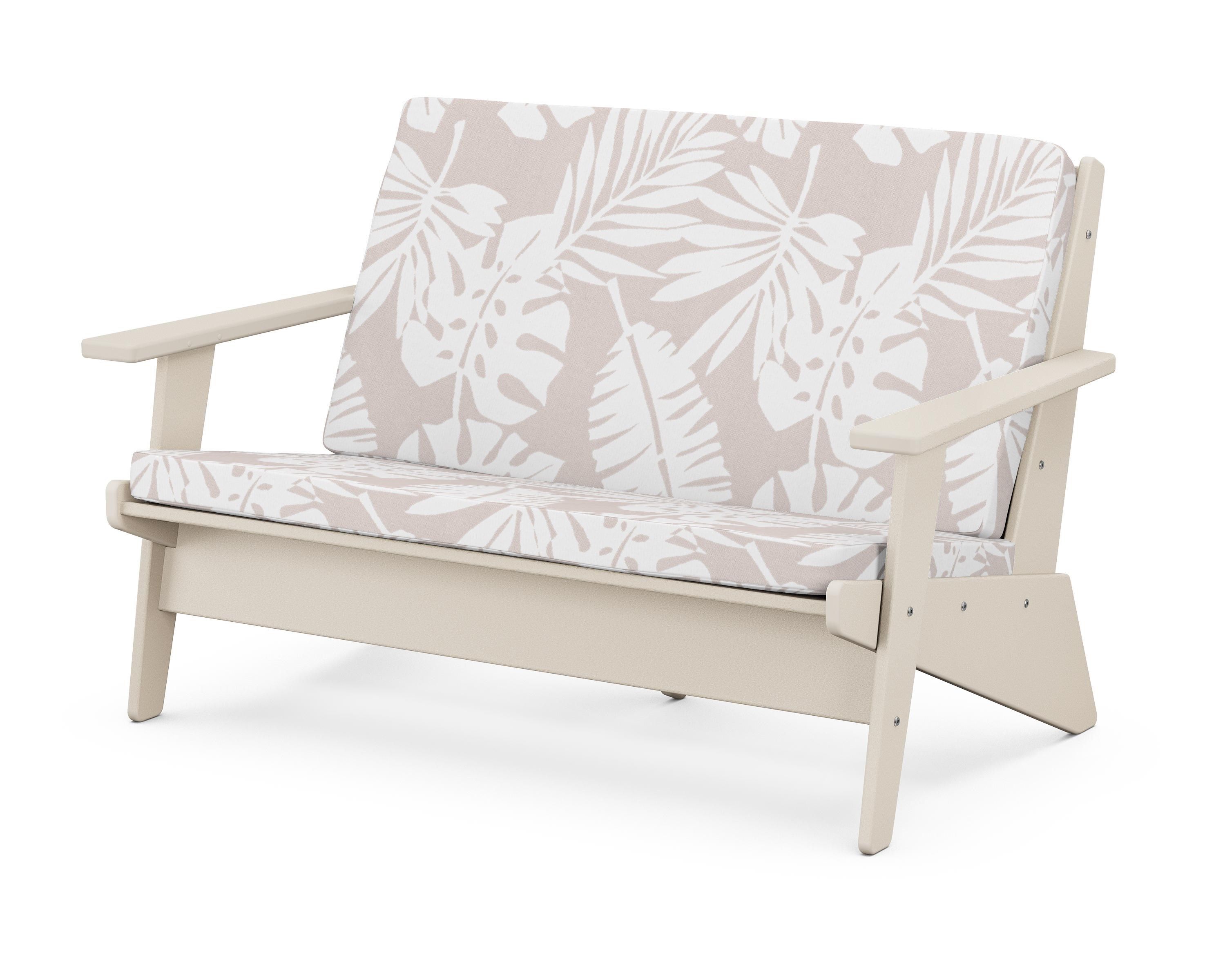 POLYWOOD® Riviera Modern Lounge Loveseat in Sand / Leaf Dune Burlap