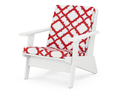 POLYWOOD® Riviera Modern Lounge Chair in White / Trellis Crimson