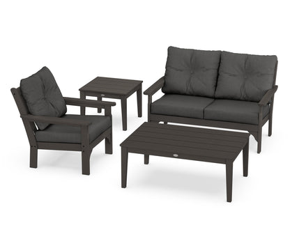 POLYWOOD® Vineyard 4-Piece Deep Seating Set in Vintage Coffee / Spectrum Carbon