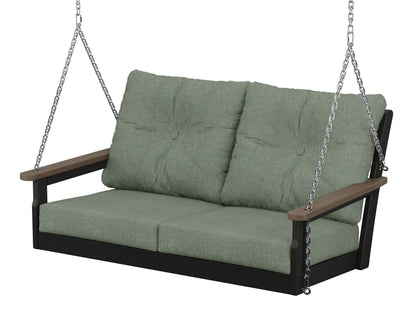 POLYWOOD® Vineyard Deep Seating Swing in Black / Kona / Cast Sage