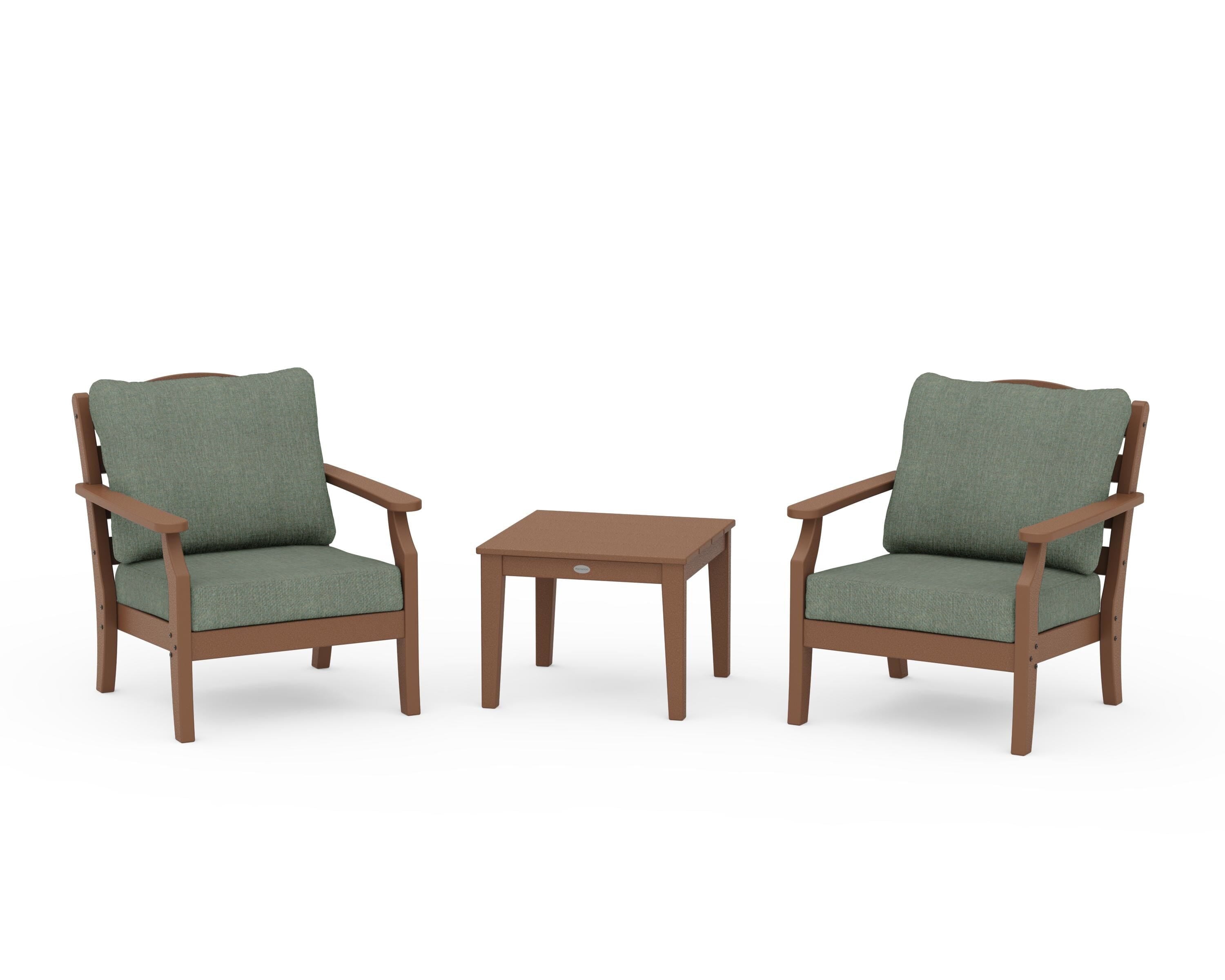 Draper James™ by  POLYWOOD® Savannah 3-Piece Deep Seating Set in Teak / Cast Sage