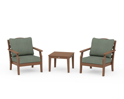 Draper James™ by  POLYWOOD® Savannah 3-Piece Deep Seating Set in Teak / Cast Sage
