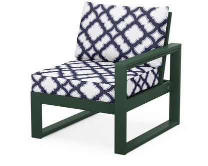 POLYWOOD® EDGE Modular Right Arm Chair in Green / Trellis Navy