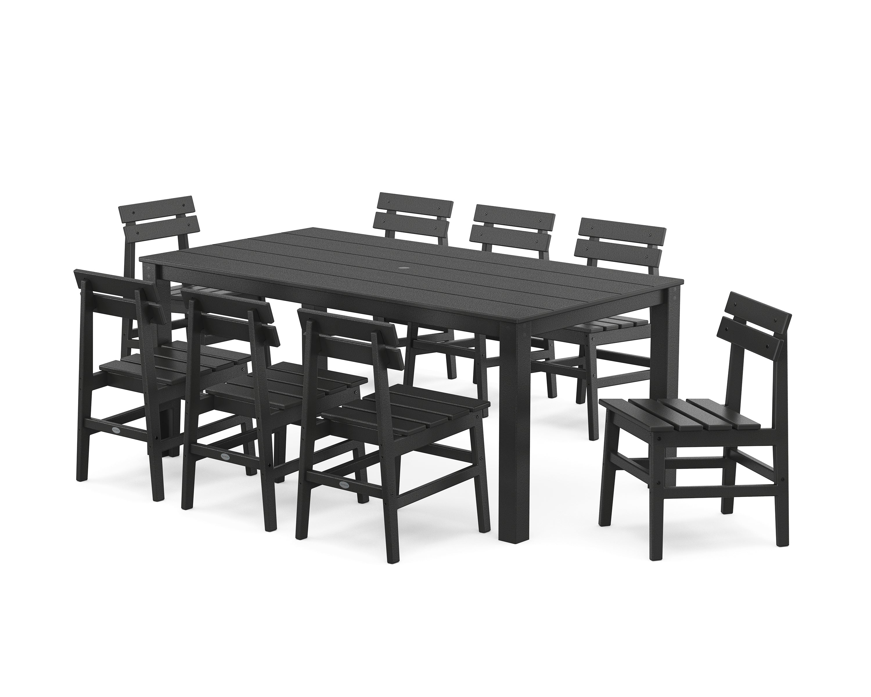 POLYWOOD® Modern Studio Plaza Chair 9-Piece Parsons Dining Set in Black