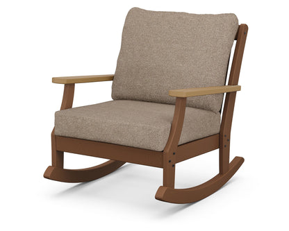POLYWOOD® Braxton Deep Seating Rocking Chair in Teak / Natural / Spiced Burlap